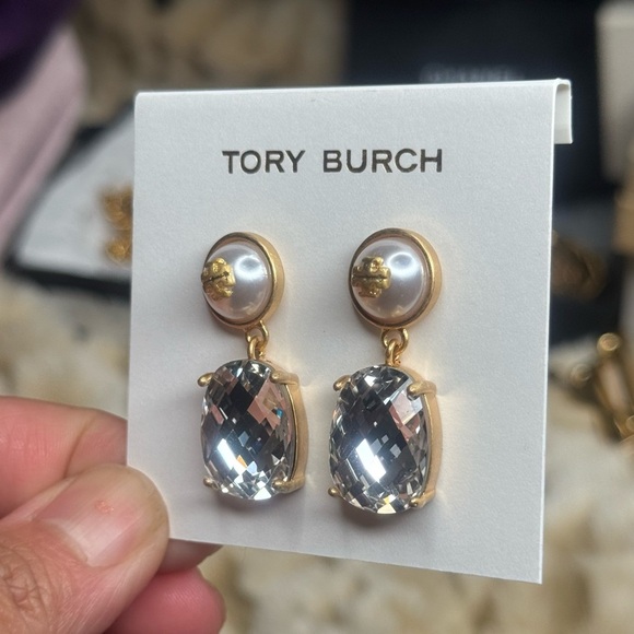 Tory Burch Gold and pearl Drop Earrings - Picture 5 of 6